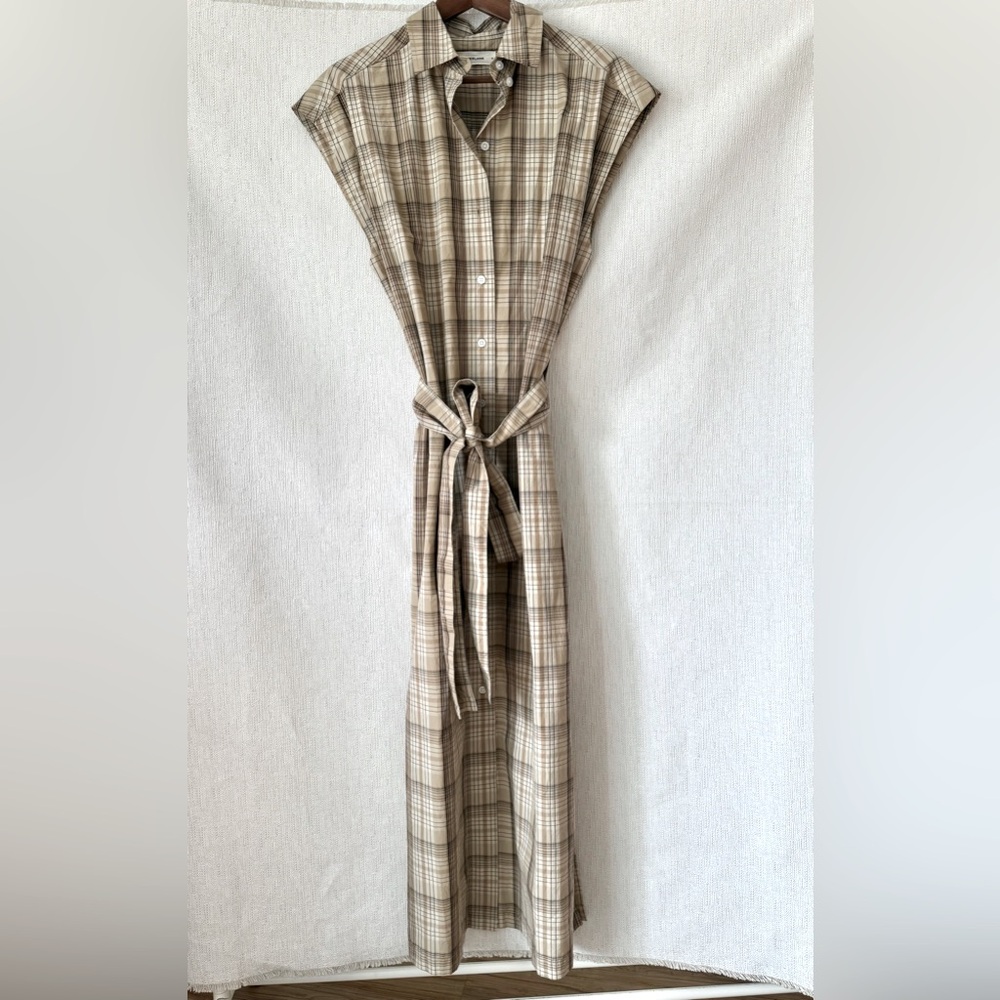 Everlane Plaid Sleeveless Shirt Dress